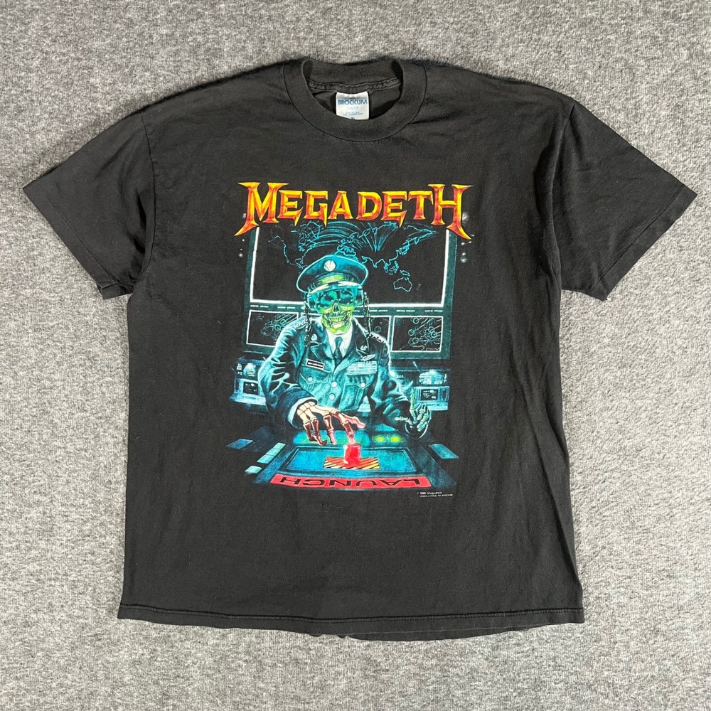 Vintage 1990 Megadeth Launch Rust in Peace Tour T-Shirt Brockum USA XL Black